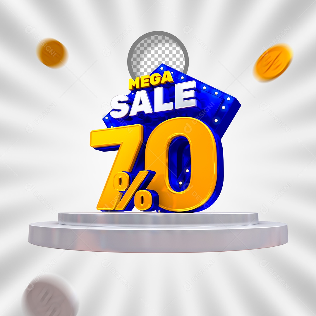 Mega Oferta 70% Selo 3D para Composição PSD