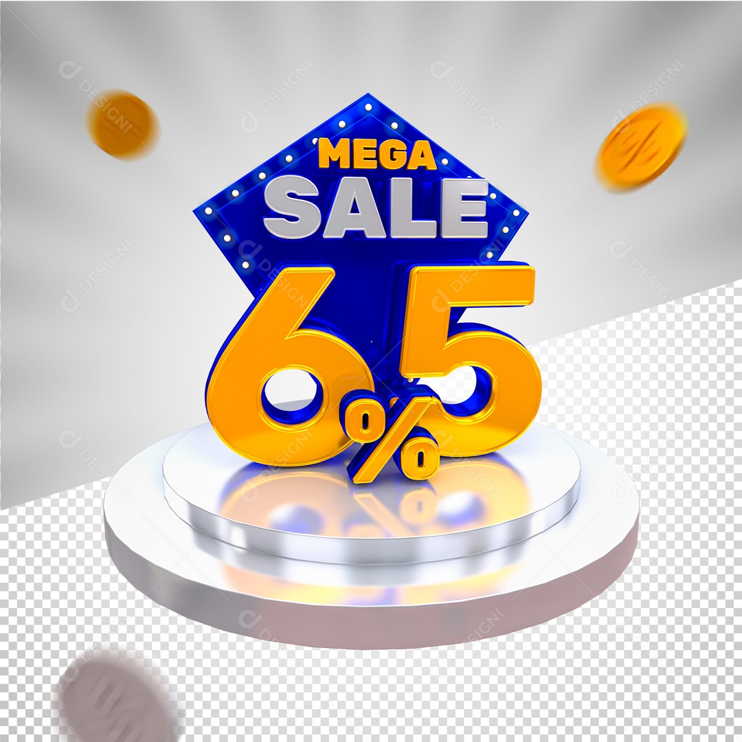 Mega Oferta 65% Selo 3D para Composição PSD