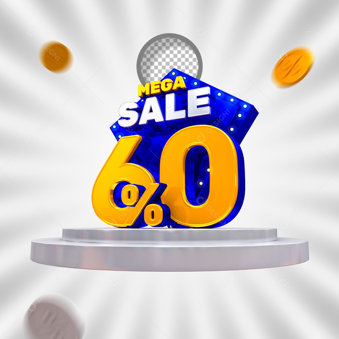 Mega Oferta 60% Selo 3D para Composição PSD