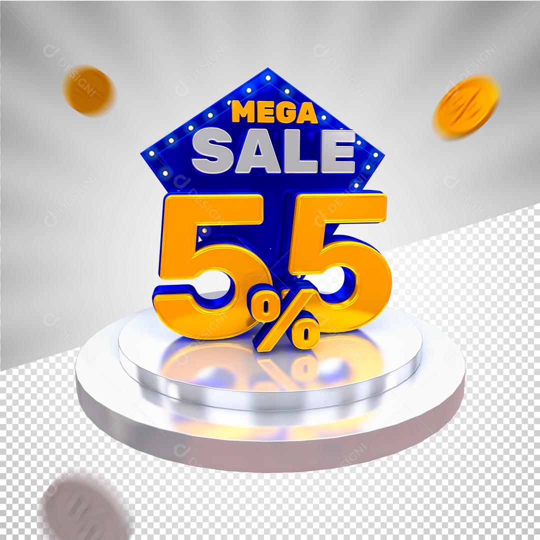 Mega Oferta 55% Selo 3D para Composição PSD