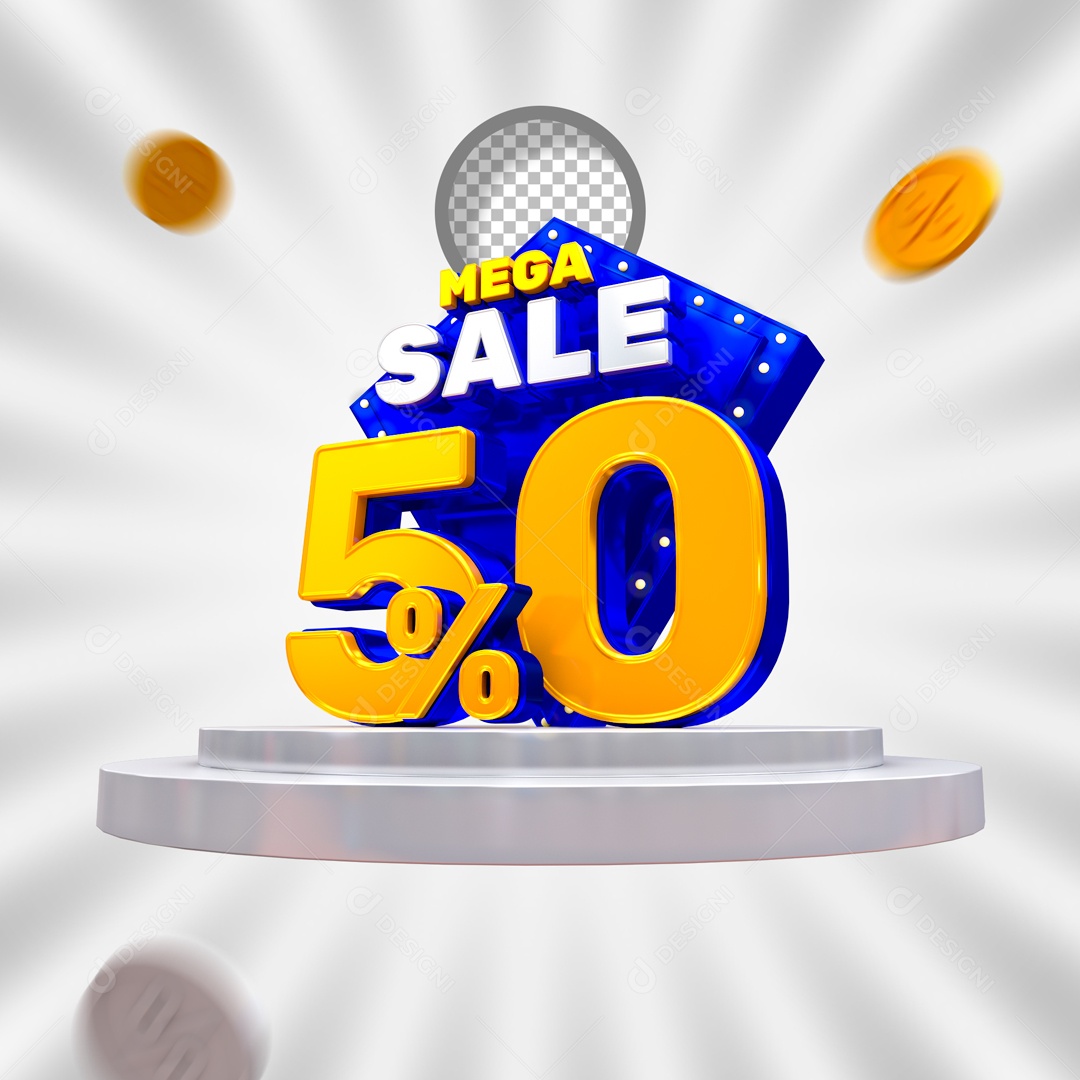 Mega Oferta 50% Selo 3D para Composição PSD