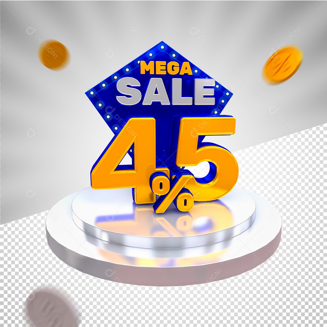 Mega Oferta 45% Selo 3D para Composição PSD