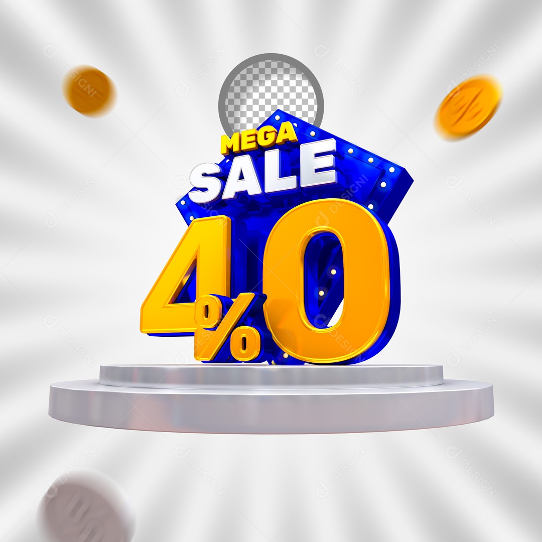 Mega Oferta 40% Selo 3D para Composição PSD