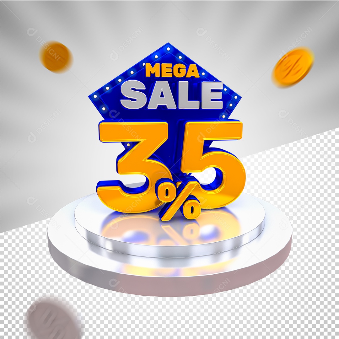 Mega Oferta 35% Selo 3D para Composição PSD