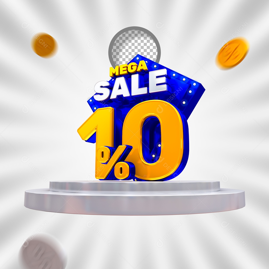 Mega Oferta 10% Selo 3D para Composição PSD