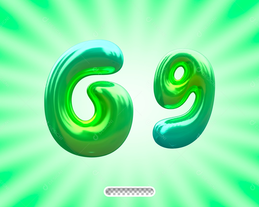 Balão Letra G Elemento 3D Verde para Composição PSD