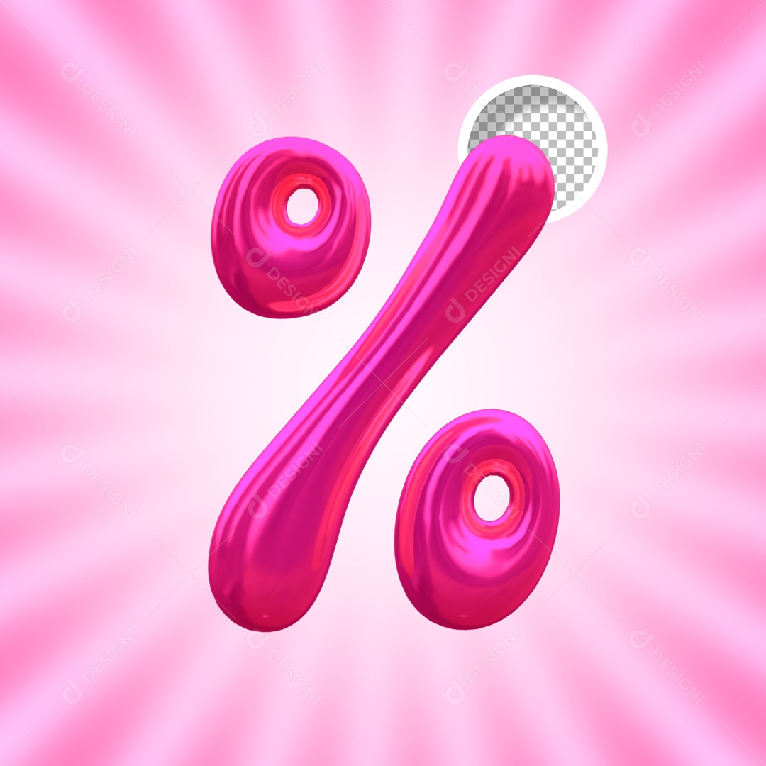 Balão de Símbolo de Porcentagem Elemento 3D para Composição PSD