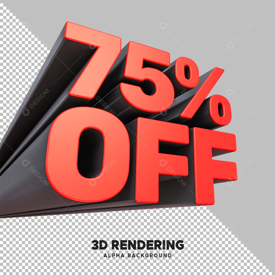Desconto 75% OFF Elemento 3D Vermelho e Preto para Composição PSD