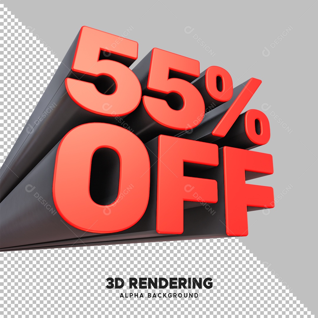 Desconto 55% OFF Elemento 3D Vermelho e Preto para Composição PSD