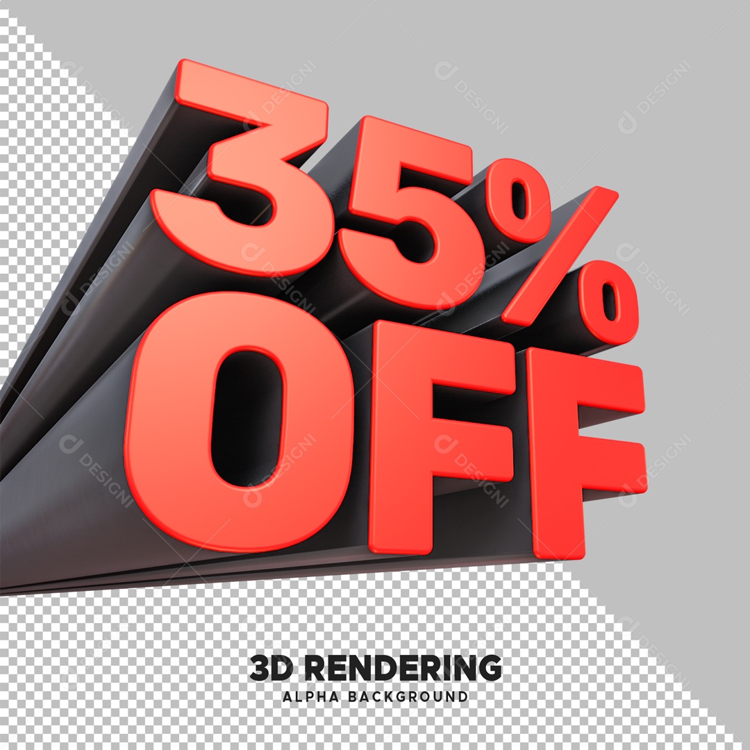 Desconto 35% OFF Elemento 3D Vermelho e Preto para Composição PSD