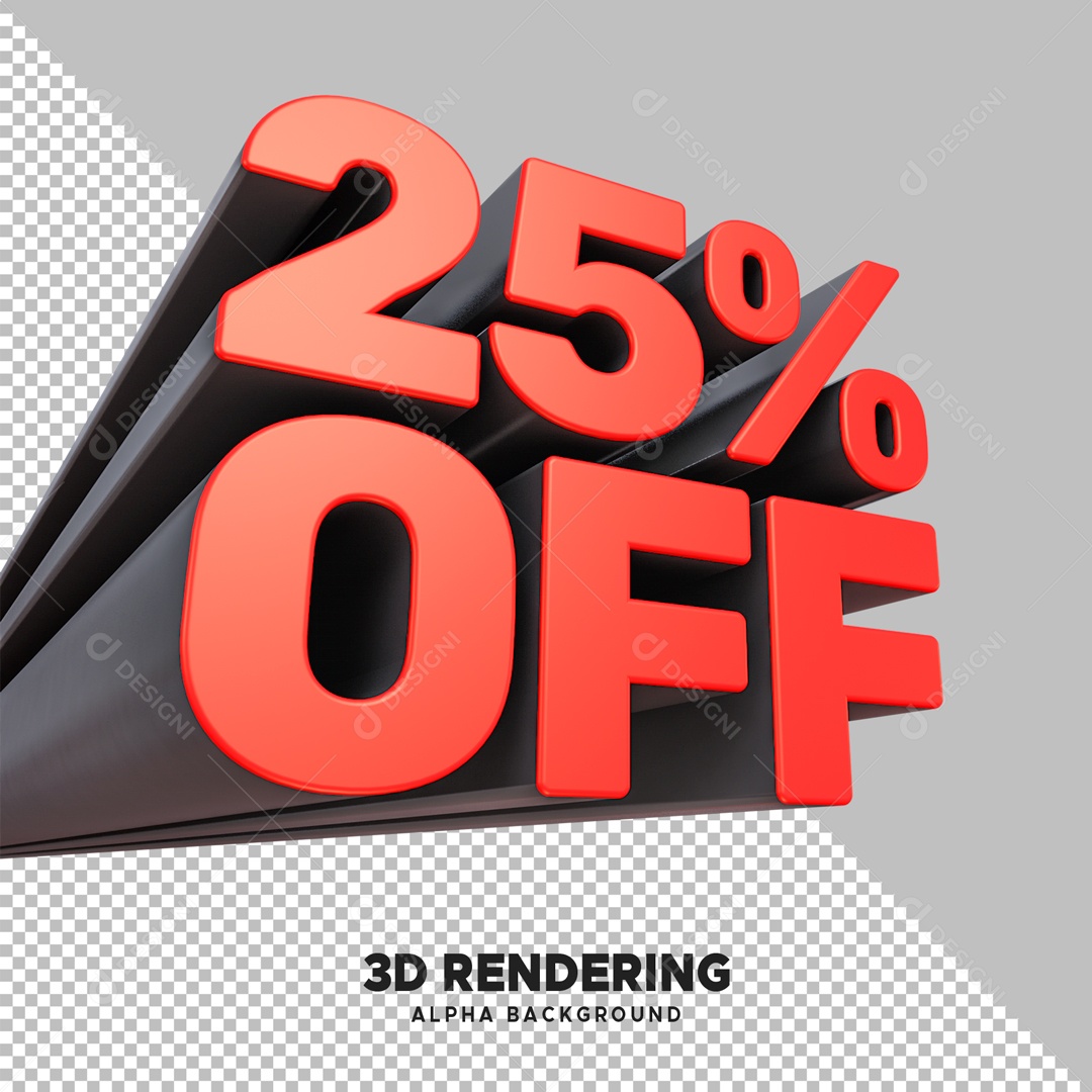Desconto 25% OFF Elemento 3D Vermelho e Preto para Composição PSD