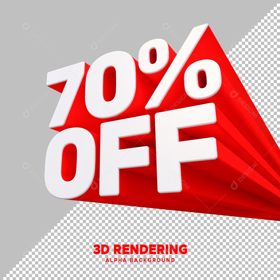 Desconto 70% Elemento 3D Vermelho e Branco para Composição PSD