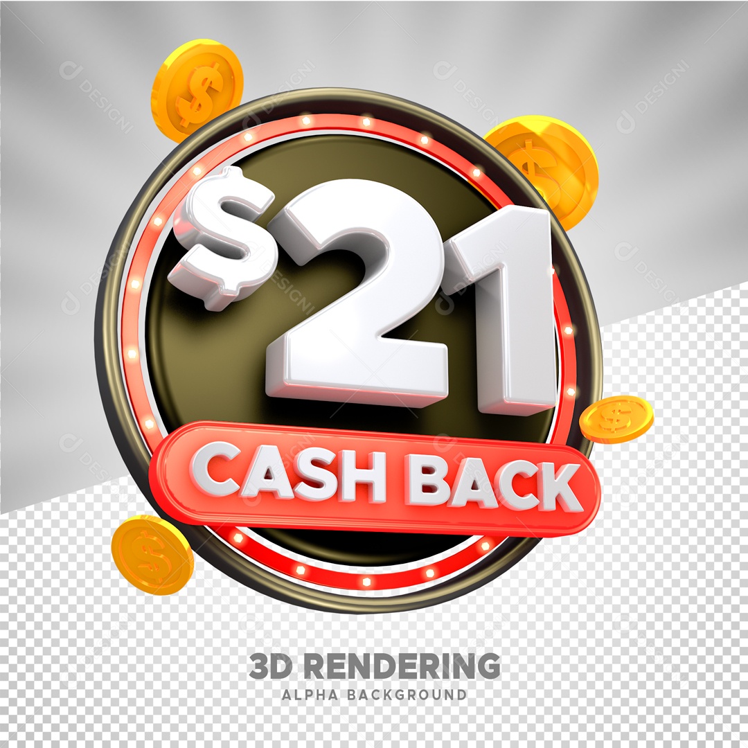 Desconto de 21% Elemento 3D Branco para Composição PSD
