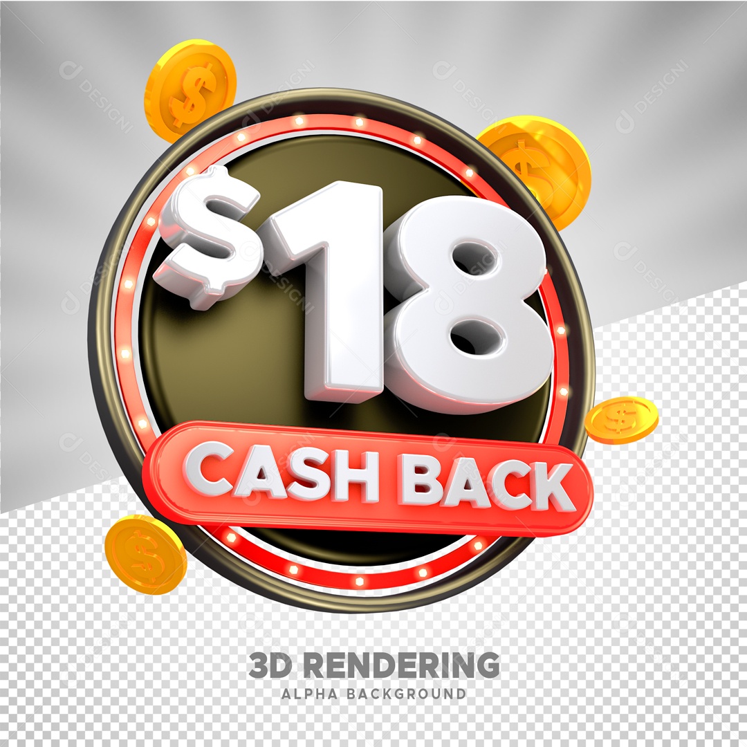 Desconto de 18% Elemento 3D Branco para Composição PSD
