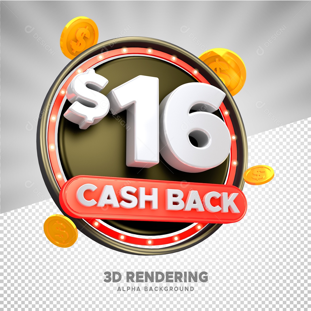 Desconto de 16% Elemento 3D Branco para Composição PSD