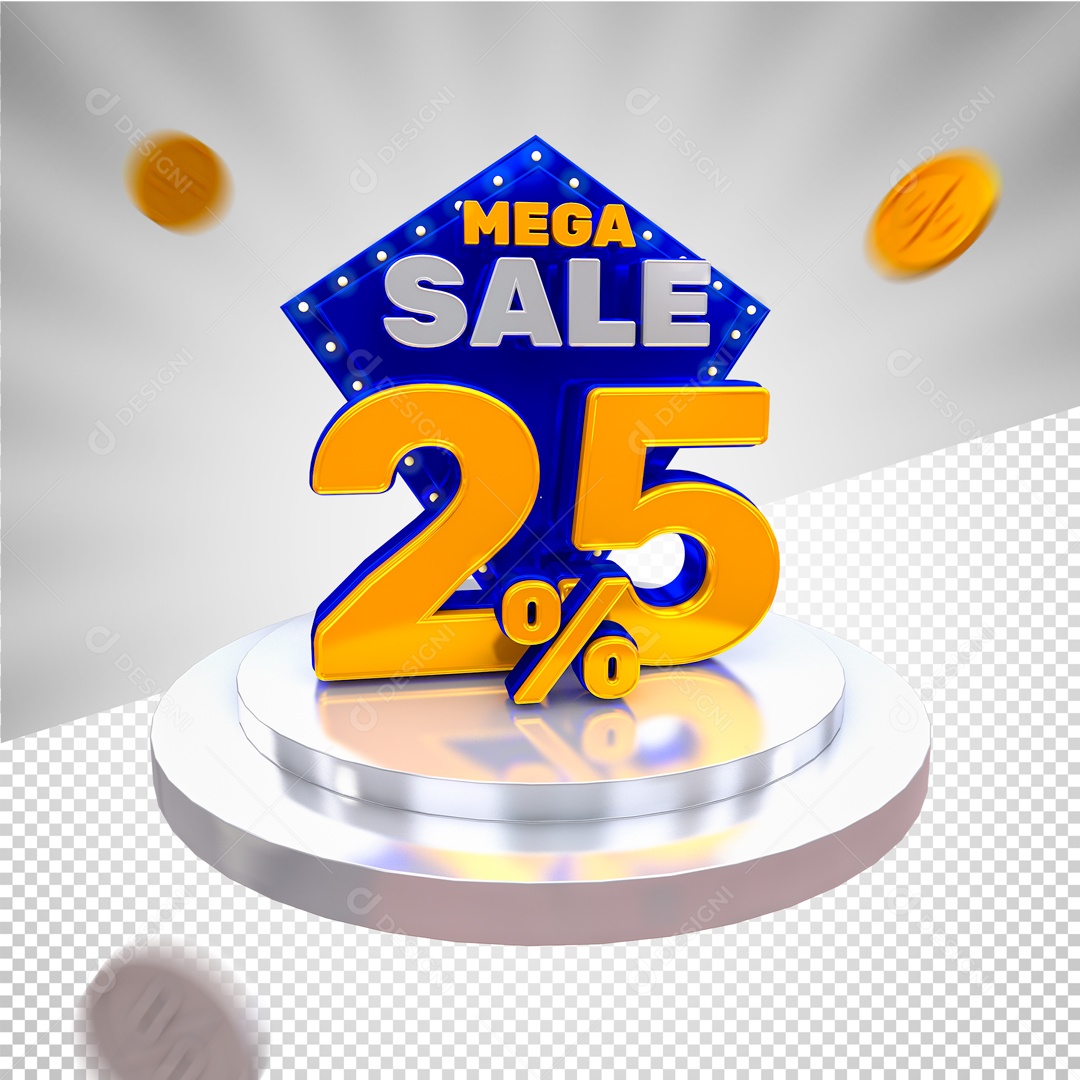 Mega Oferta 25% Selo 3D para Composição PSD