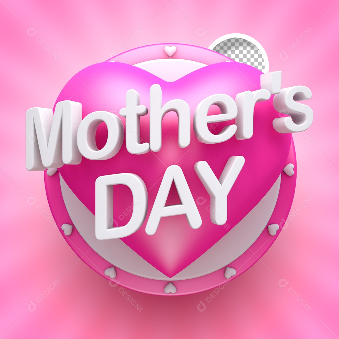 Dia das Mães Selo 3D Branco para Composição PSD