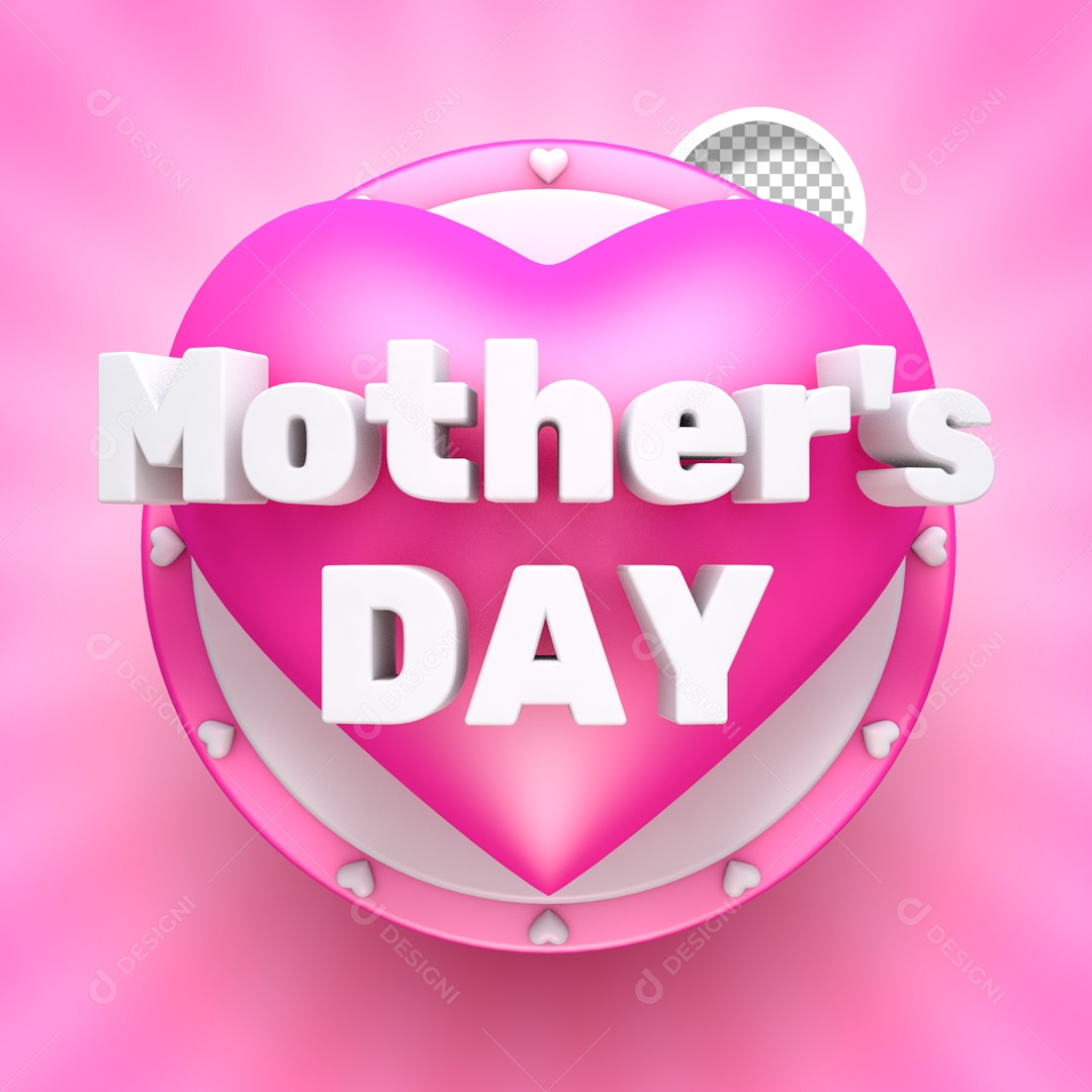 Dia das Mães Branco Selo 3D para Composição PSD