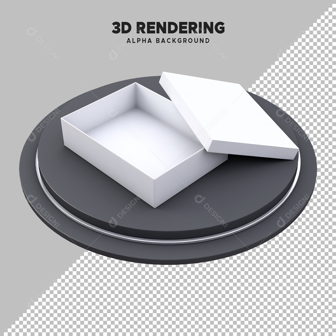 Caixa Elemento 3D Branca para Composição PSD