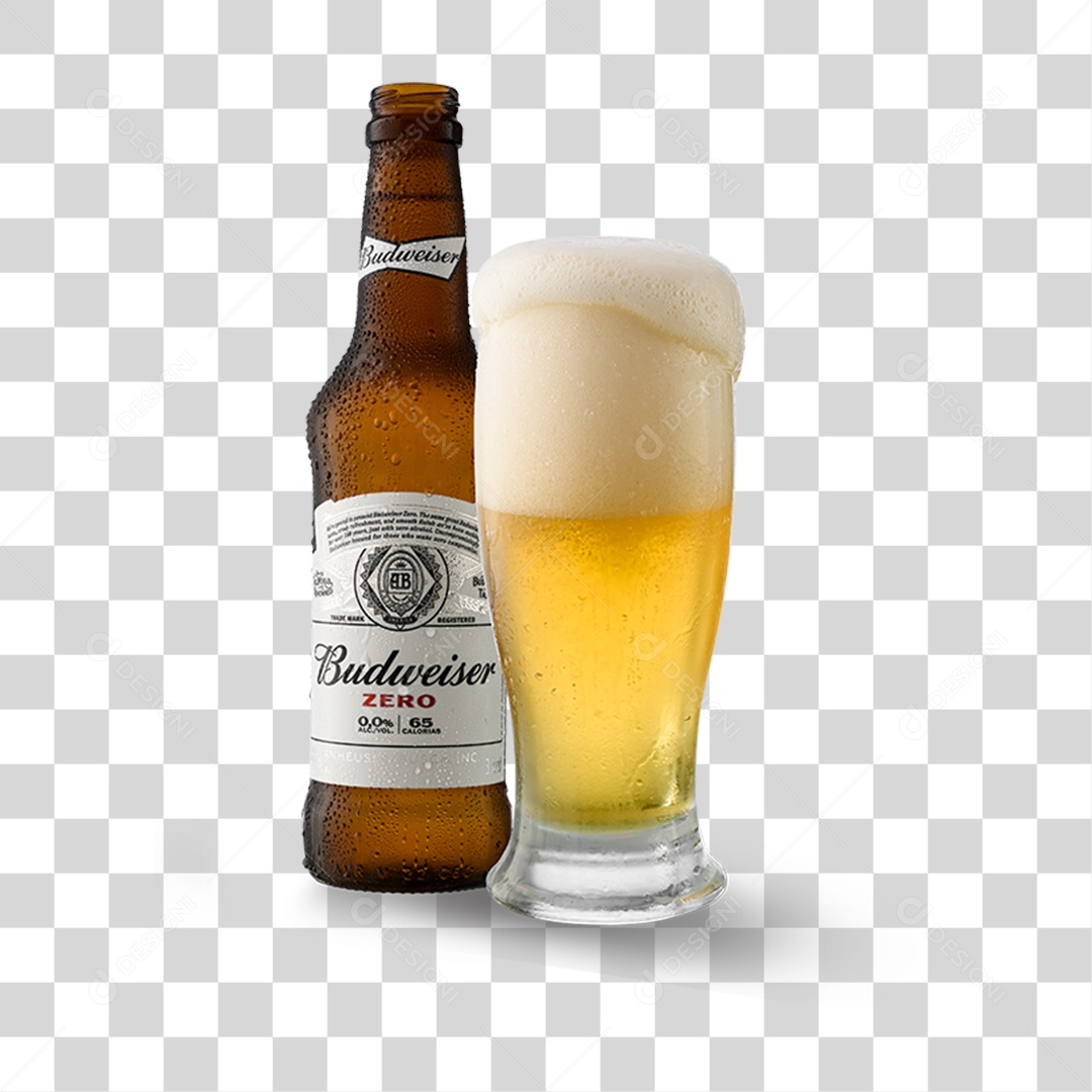Elemento 3D Garrafa de Cerveja Budweiser PNG Transparente