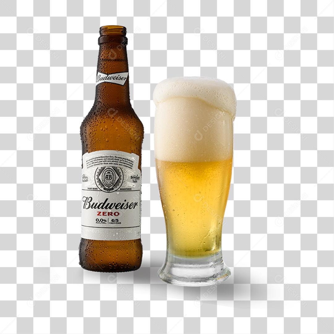 Elemento 3D Garrafa de Cerveja Budweiser PNG Transparente