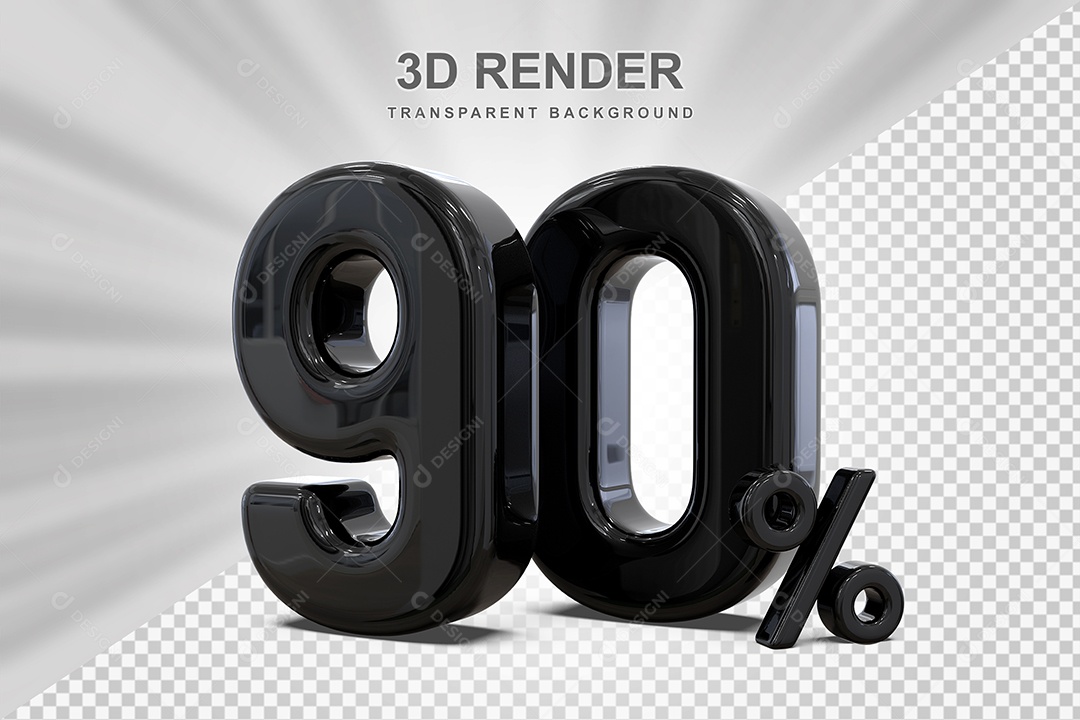 Número Preto 90% Elemento 3D para Composição PSD
