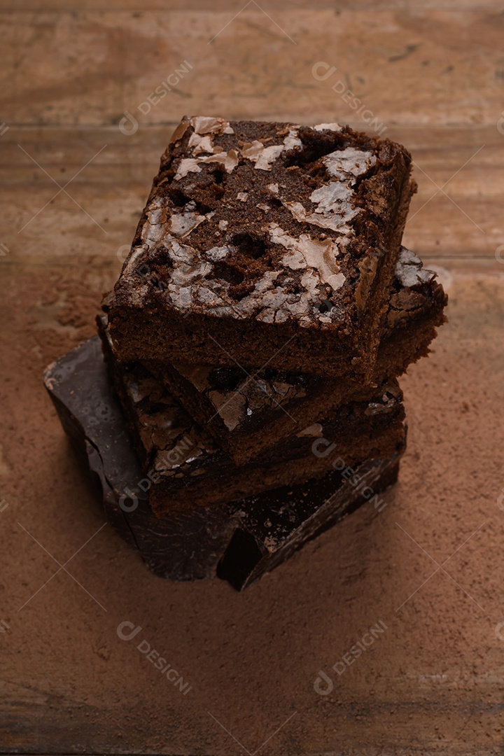 Brownies de chocolate em pedaços