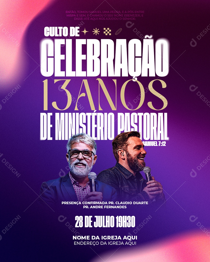 Feed Flyer Culto De Celebração Social Media PSD Editável