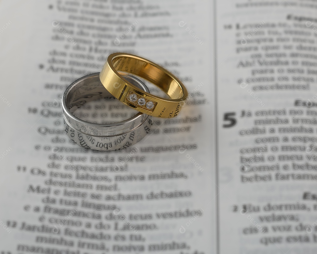 Bíblia com alianças sobre