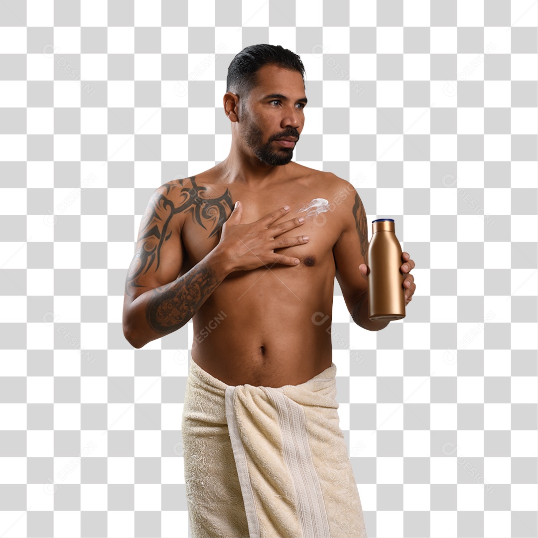 Personagem 3D Homen Usando Creme PNG Trasnparente
