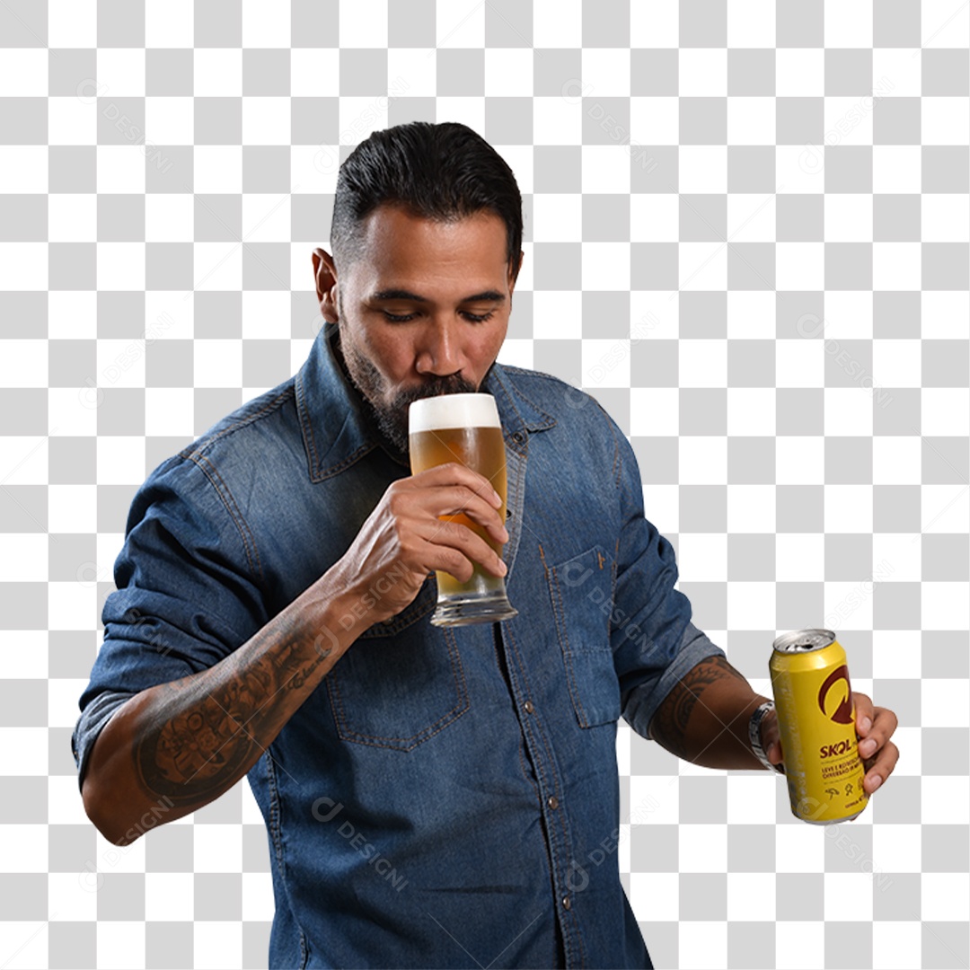 Personagem 3D Homen Tomando Cerveja PNG Transparente