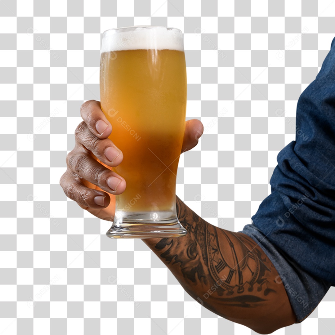 Personagem 3D Homen Tomando Chope PNG Transparente