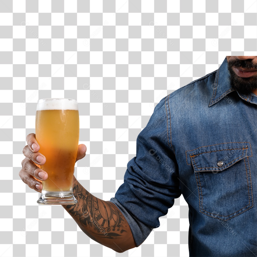 Personagem 3D Homen Tomando Chope PNG Transparente