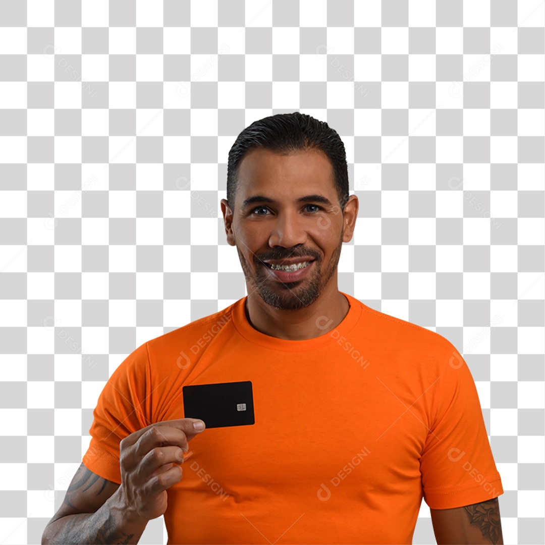 Personagem 3D Homen Segurando um Cartão PNG Transparente