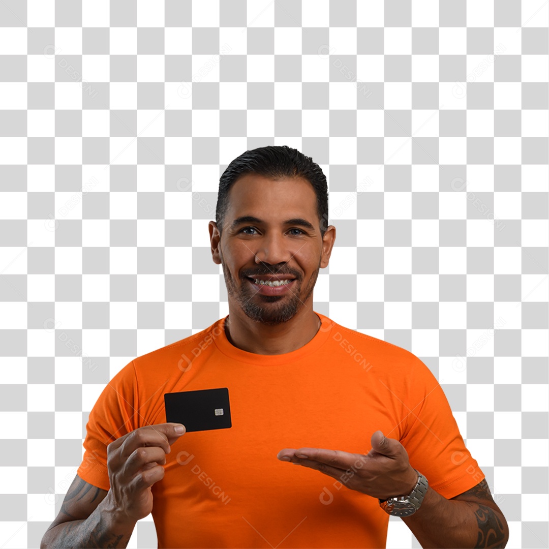 Personagem 3D Homen Segurando um Cartão PNG Transparente