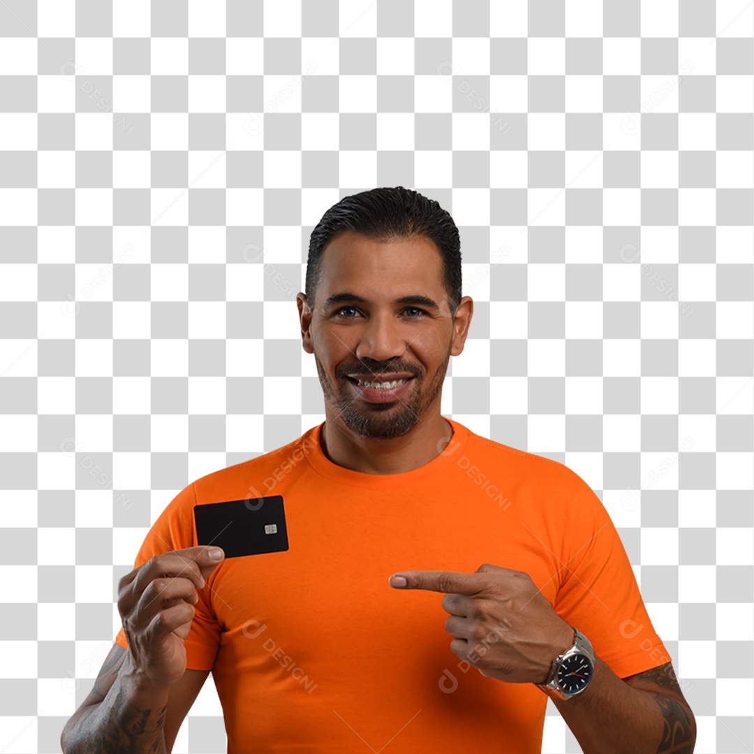 Personagem 3D Homen Segurando um Cartão PNG Transparente