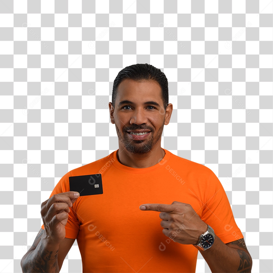 Personagem 3D Homen Segurando um Cartão PNG Transparente