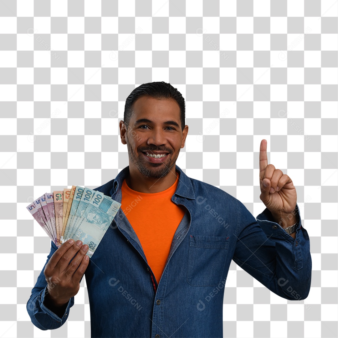 Personagem 3D Homen Segurando Dinheiro PNG Transparente