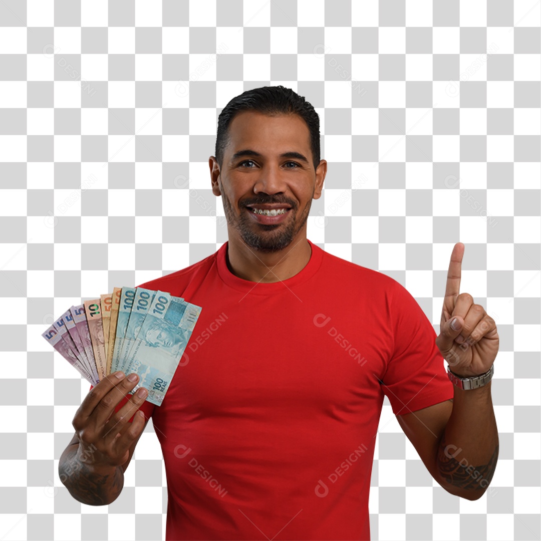 Personagem 3D Homen Segurando Dinheiro PNG Transparente