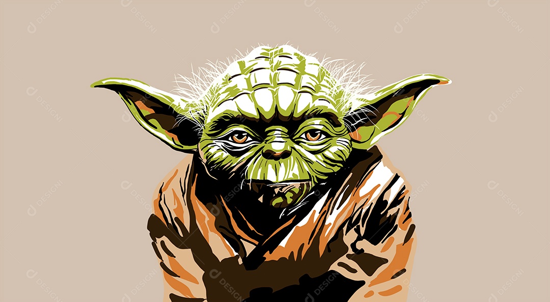 Yoda em 3d sobre fundo marrom isolado