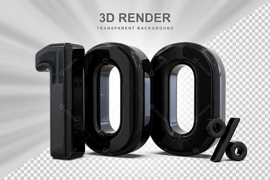 Número Preto 100% Elemento 3D para Composição PSD