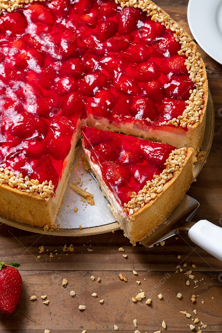 Bela e deliciosa torta de morango