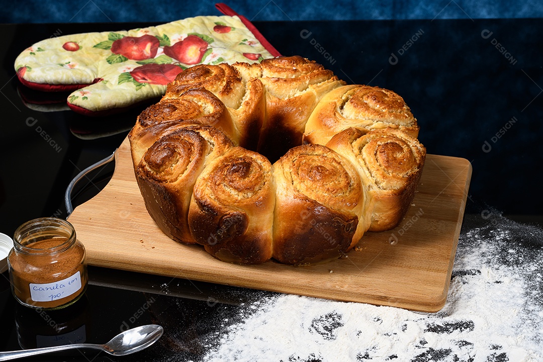 Delicious large threads on wooden board