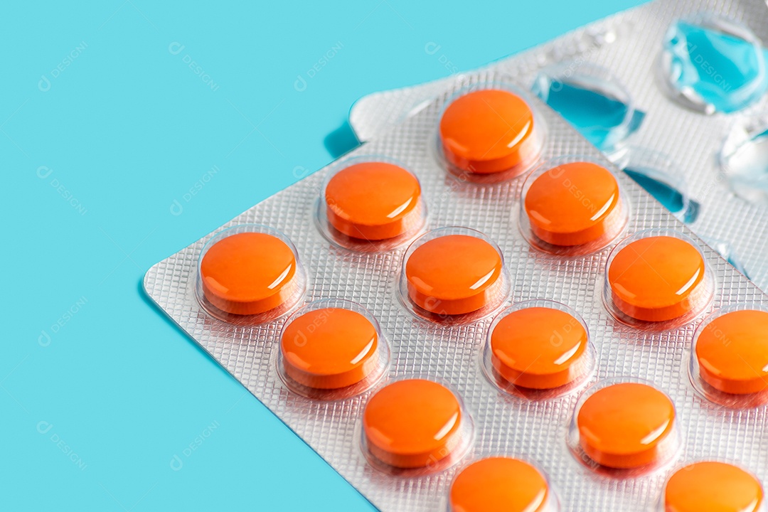 Cartelas de comprimidos laranjado