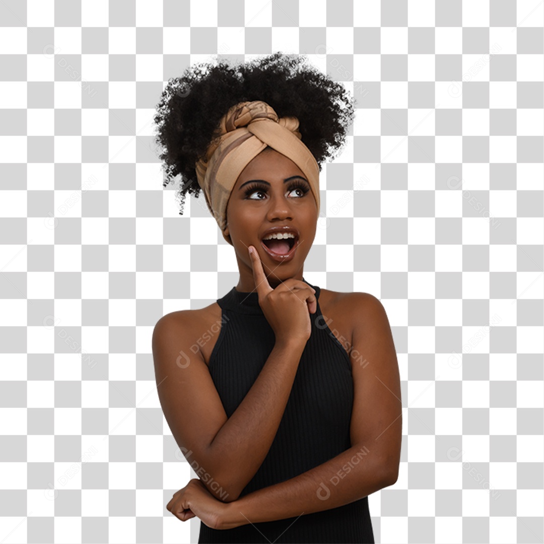 Mulher Morena Pensando PNG Transparente