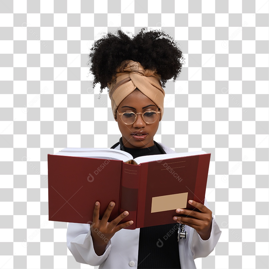 Mulher Morena com Jaleco Médica PNG Transparente