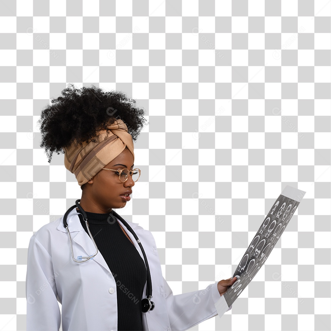 Mulher Morena com Jaleco Médica PNG Transparente