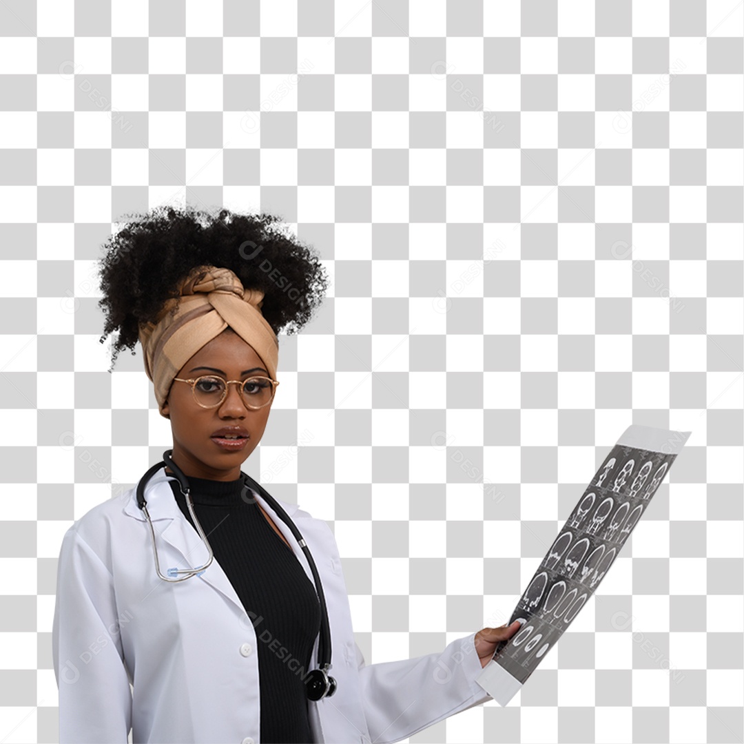 Mulher Morena com Jaleco Médica PNG Transparente