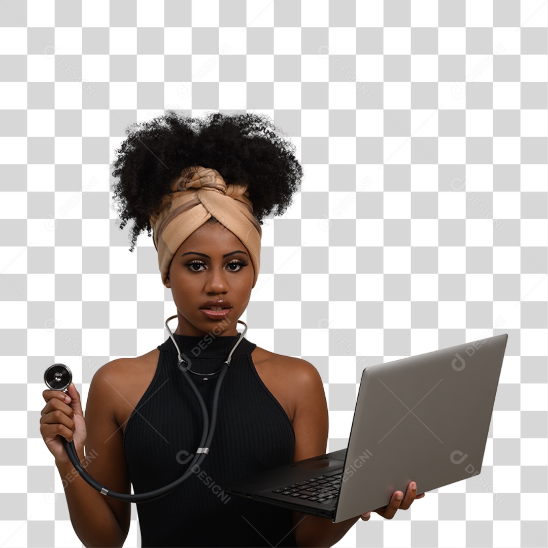 Mulher Morena Segurando Notebook PNG Transparente