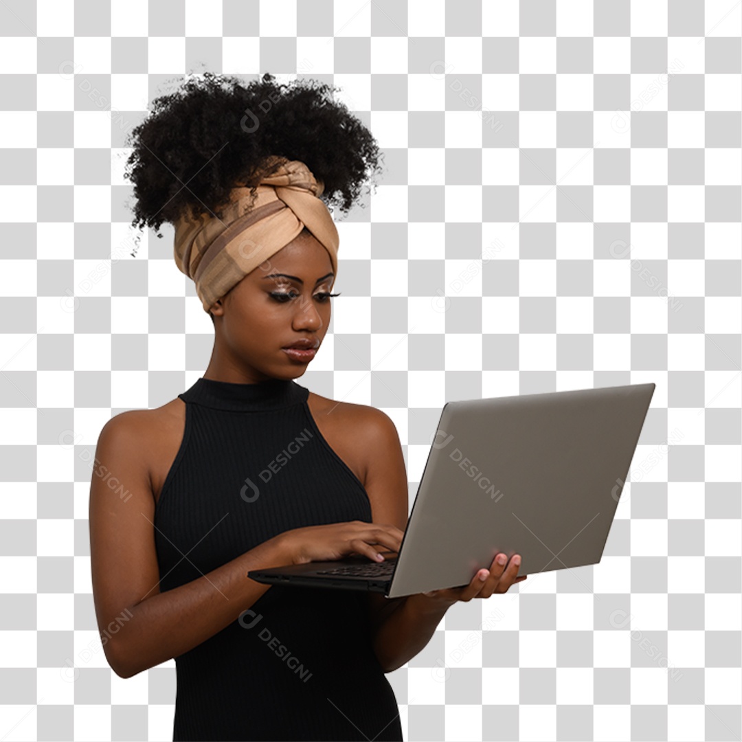 Mulher Morena Segurando Notebook PNG Transparente